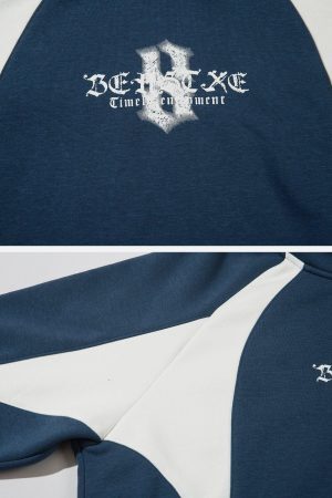 Concert Outfit Color Blocking Gothic Letter Hoodie