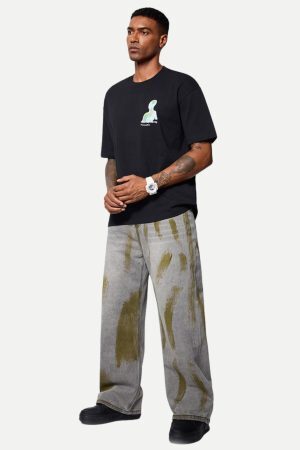 Concert Outfit Color Blocking Loose Jeans