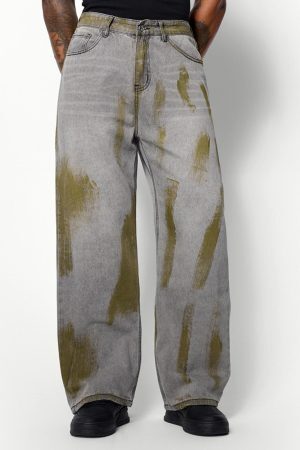 Concert Outfit Color Blocking Loose Jeans