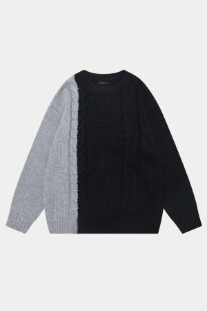 Concert Outfit Color Blocking Patchwork Sweater