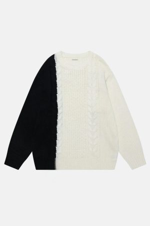 Concert Outfit Color Blocking Patchwork Sweater