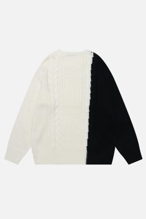 Concert Outfit Color Blocking Patchwork Sweater