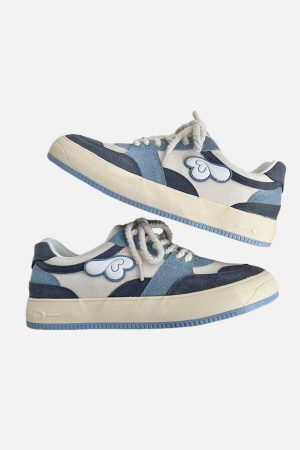 Concert Outfit Colorblock Canvas Wings Graphic Casual Shoes