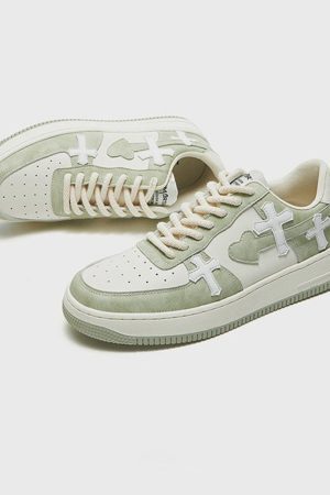 Concert Outfit Colorblock Cross Heart Casual Shoes