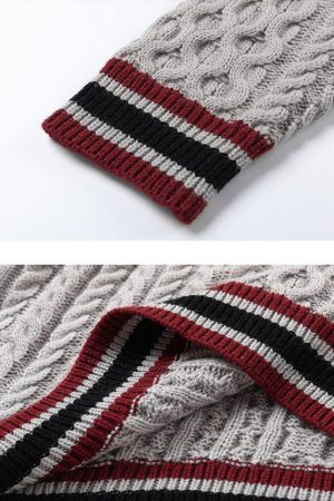 Concert Outfit Colorblock Lettering V-Neck Sweater