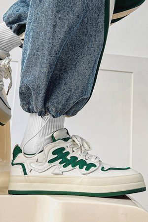 Concert Outfit Colorblock Platform Patch Casual Shoes