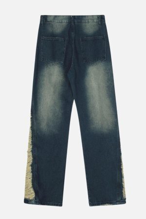 Concert Outfit Colorblock Side Embroidery Jeans