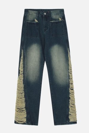 Concert Outfit Colorblock Side Embroidery Jeans