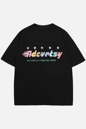 Concert Outfit Colorful Full Of Stars Printed T-Shirt