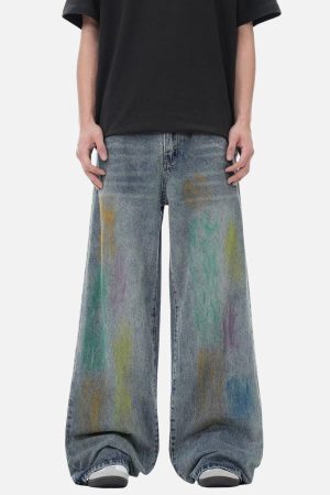 Concert Outfit Colorful Graffiti Jeans