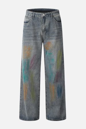 Concert Outfit Colorful Graffiti Jeans