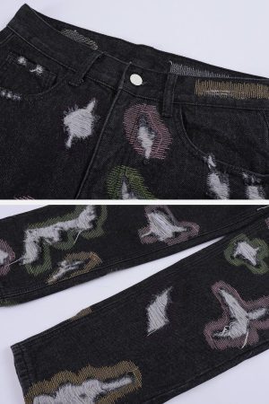 Concert Outfit Colorful Hole Jeans