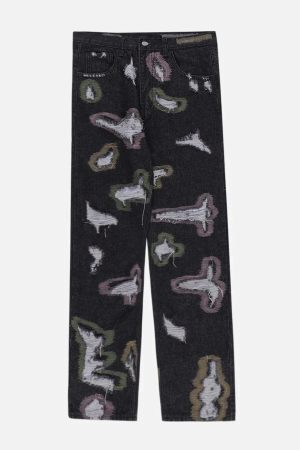 Concert Outfit Colorful Hole Jeans