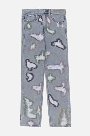 Concert Outfit Colorful Hole Jeans