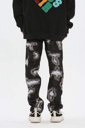 Concert Outfit Colorful Hole Jeans