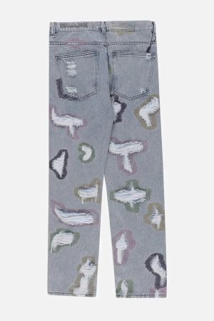 Concert Outfit Colorful Hole Jeans