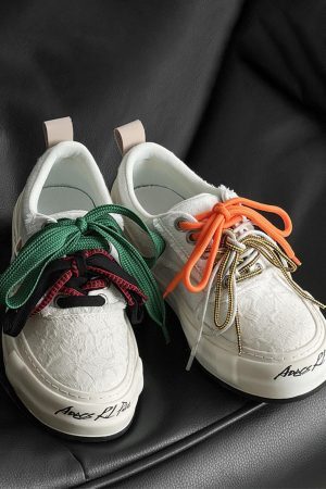 Concert Outfit Colorful Lace-Up Sneakers