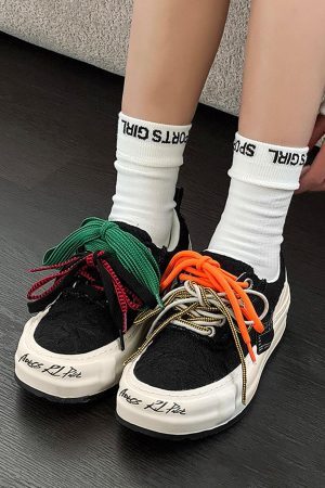 Concert Outfit Colorful Lace-Up Sneakers