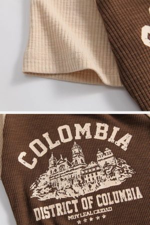 Concert Outfit Contrast Castle Print Cropped Tee