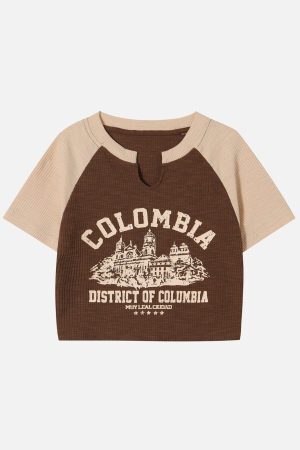 Concert Outfit Contrast Castle Print Cropped Tee