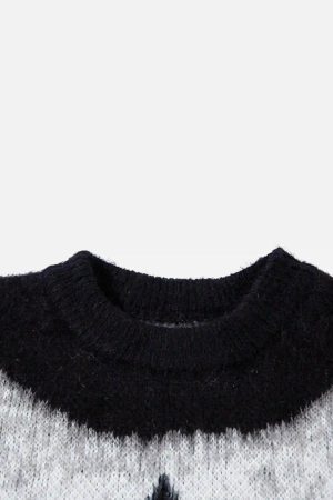 Concert Outfit Contrast Color Cross Sweater