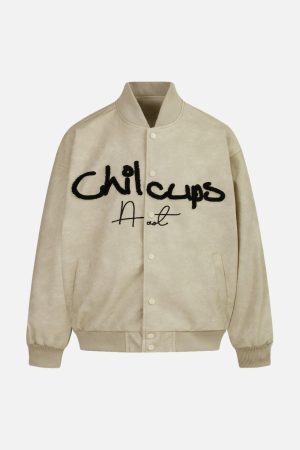 Concert Outfit Contrast Color Embroidery Bomber Jacket