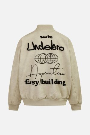 Concert Outfit Contrast Color Embroidery Bomber Jacket