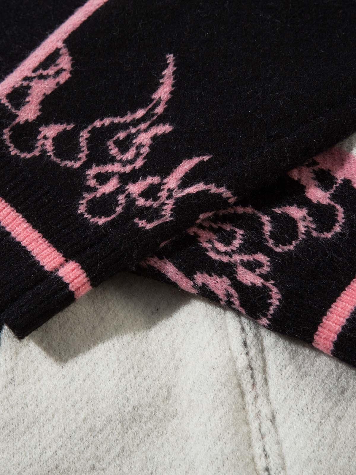 Concert Outfit Contrast Color Jacquard Mock Neck Zipper Sweater Concert Outfit Contrast Color Jacquard Mock Neck Zipper Sweater