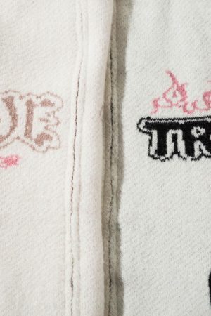 Concert Outfit Contrast Color Jacquard Mock Neck Zipper Sweater