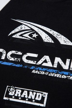 Concert Outfit Contrast Color Motorcycle Print T-Shirt