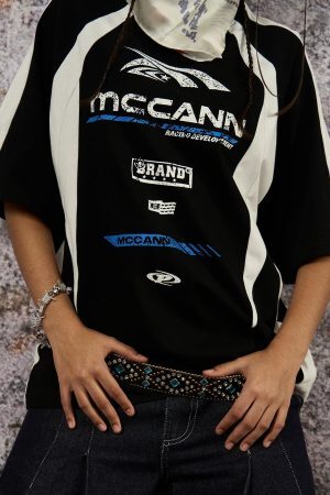 Concert Outfit Contrast Color Motorcycle Print T-Shirt