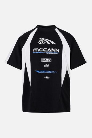 Concert Outfit Contrast Color Motorcycle Print T-Shirt