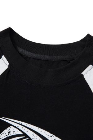 Concert Outfit Contrast Color Motorcycle Print T-Shirt