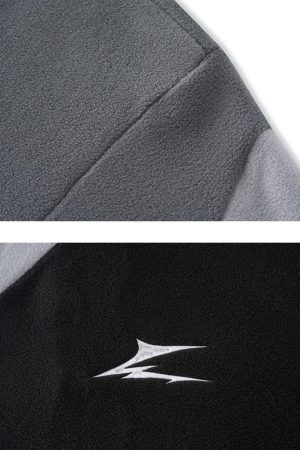 Concert Outfit Contrast Color Panel Embroidery Hoodie