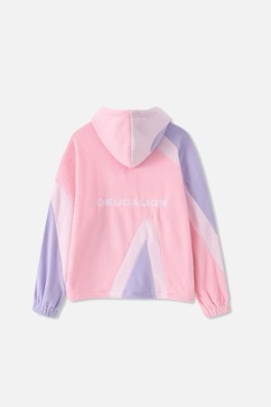 Concert Outfit Contrast Color Panel Embroidery Hoodie