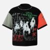 Concert Outfit Contrast Color Patchwork Print T-Shirt