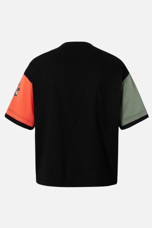 Concert Outfit Contrast Color Patchwork Print T-Shirt