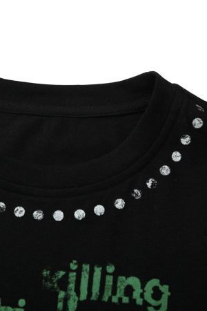 Concert Outfit Contrast Color Patchwork Print T-Shirt