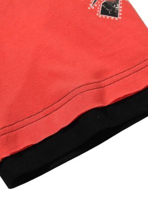 Concert Outfit Contrast Color Patchwork Print T-Shirt