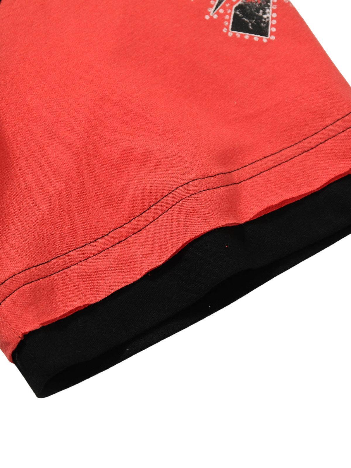 Concert Outfit Contrast Color Patchwork Print T-Shirt Concert Outfit Contrast Color Patchwork Print T-Shirt