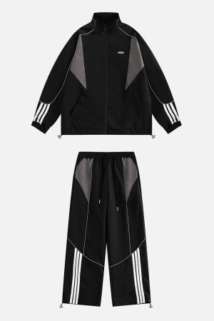 Concert Outfit Contrast color patchwork Track Jacket