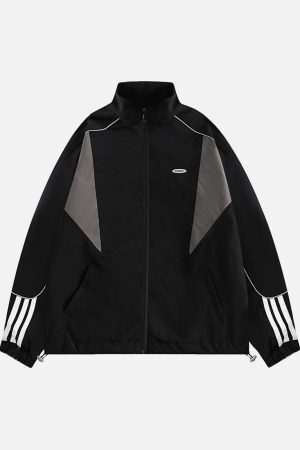 Concert Outfit Contrast color patchwork Track Jacket