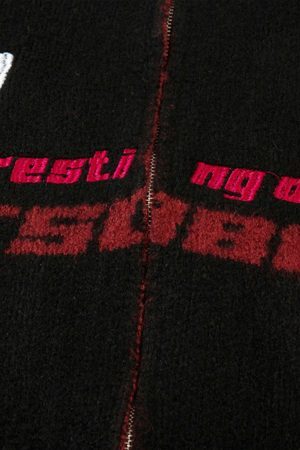 Concert Outfit Contrast Color Racing Zip-Up Cardigan