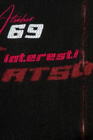 Concert Outfit Contrast Color Racing Zip-Up Cardigan