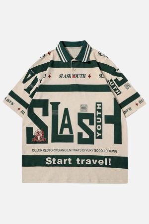 Concert Outfit Contrast Color Slash Polo Shirt