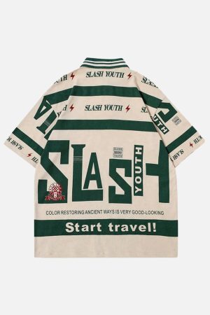 Concert Outfit Contrast Color Slash Polo Shirt