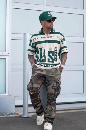 Concert Outfit Contrast Color Slash Polo Shirt