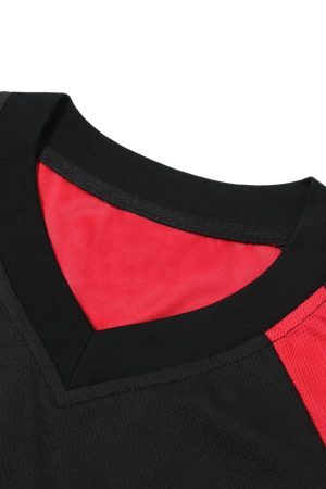 Concert Outfit Contrast Color Sporty V-Neck Jersey T-Shirt