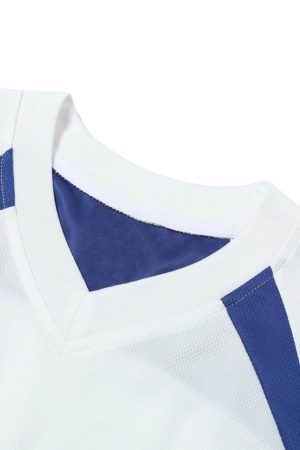 Concert Outfit Contrast Color Sporty V-Neck Jersey T-Shirt