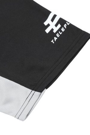 Concert Outfit Contrast Color Sporty V-Neck Jersey T-Shirt